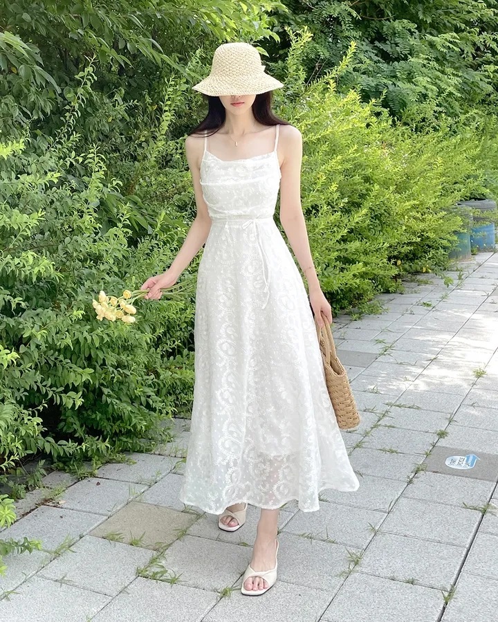 レースバックゴムスリムロングキャミワンピース | 詳細画像15