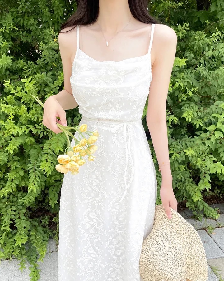 レースバックゴムスリムロングキャミワンピース | 詳細画像5