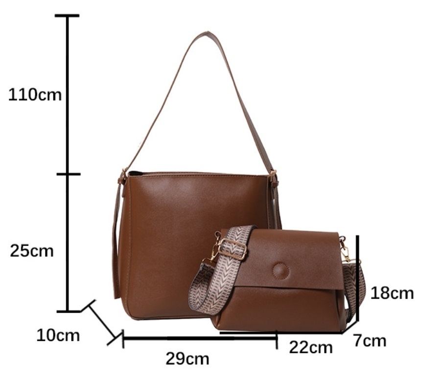 レザー調ショルダーバッグトートバッグショルダーバッグストラップ付2pc セット | 詳細画像17