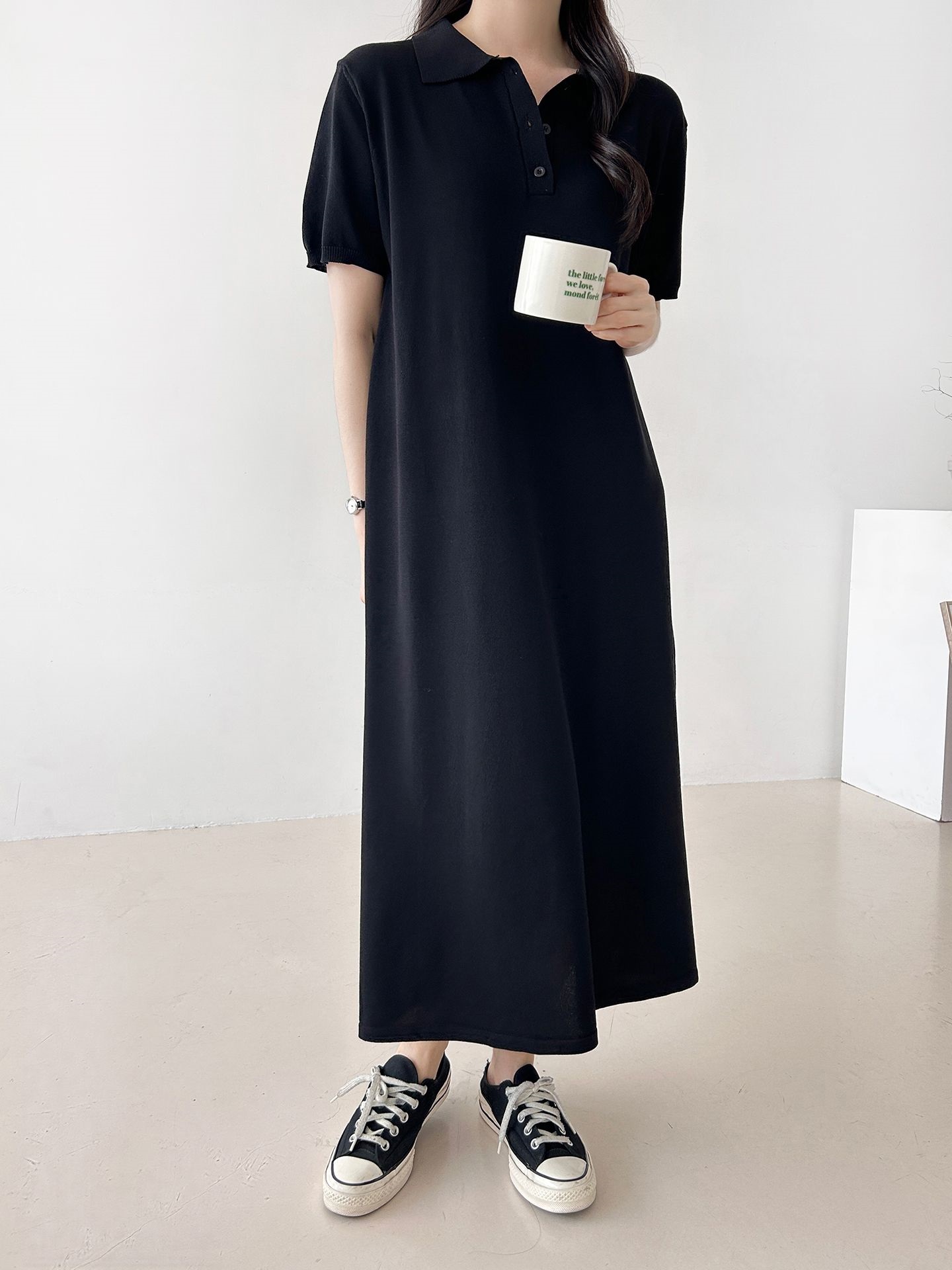 ニットボタンカラーロング半袖ワンピースストラップ付 | 詳細画像29