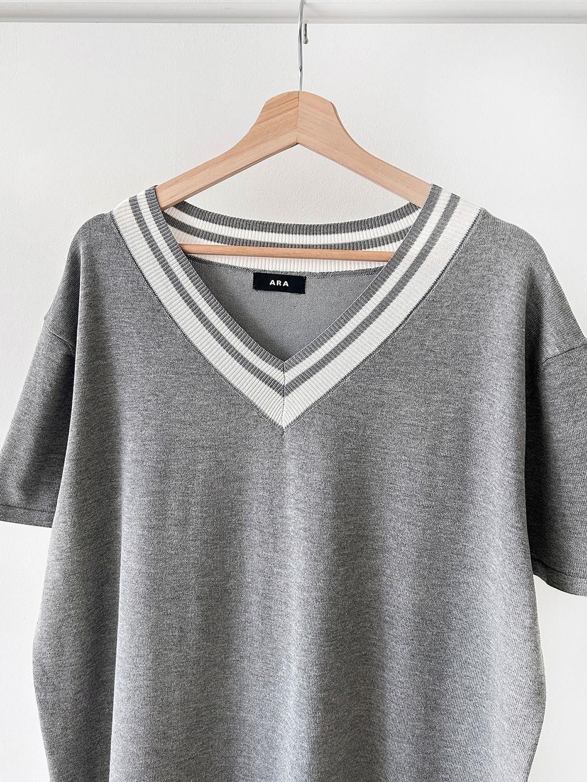 ニット配色Vネックロング半袖ワンピース | 詳細画像40