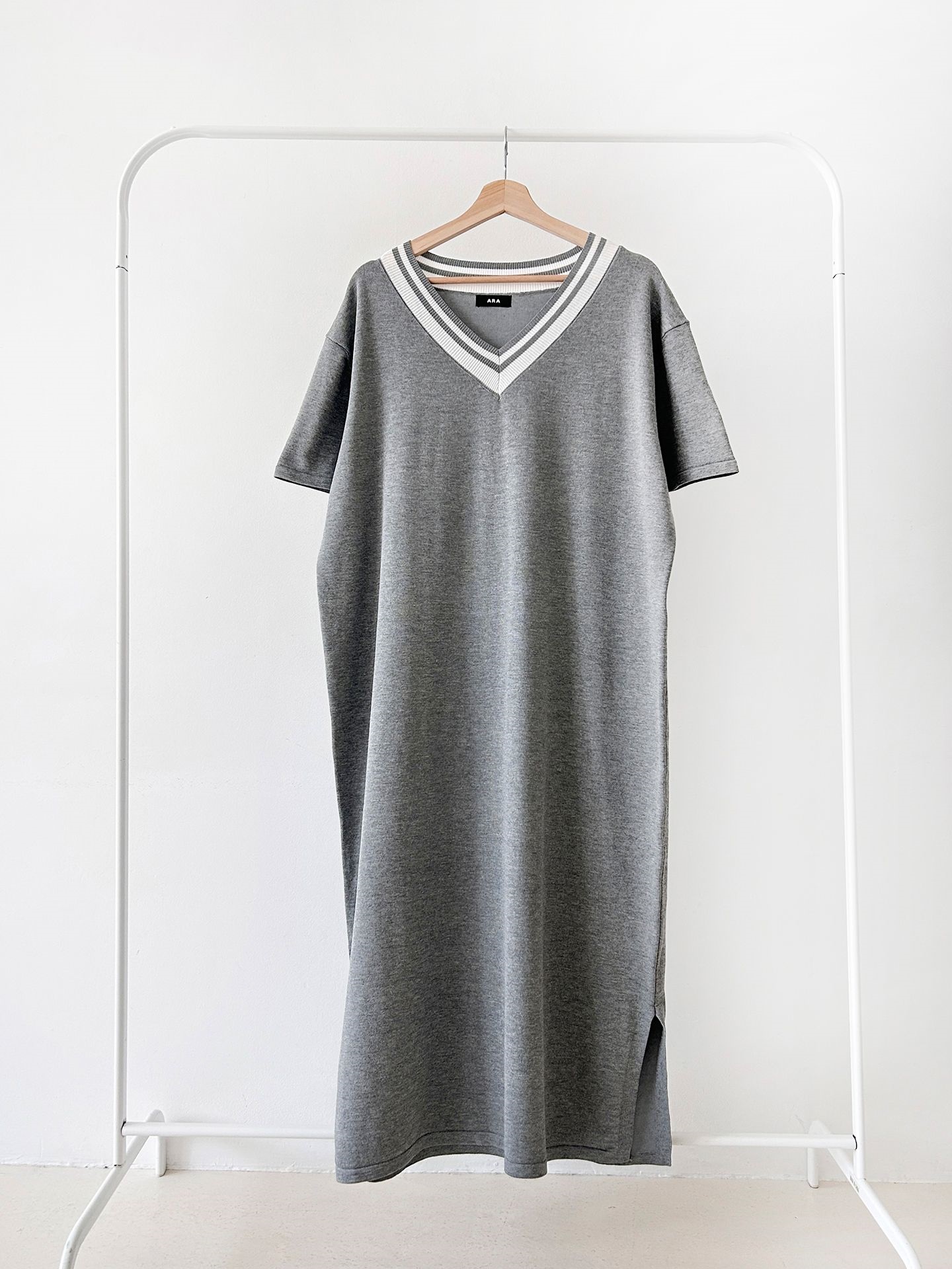 ニット配色Vネックロング半袖ワンピース | 詳細画像39