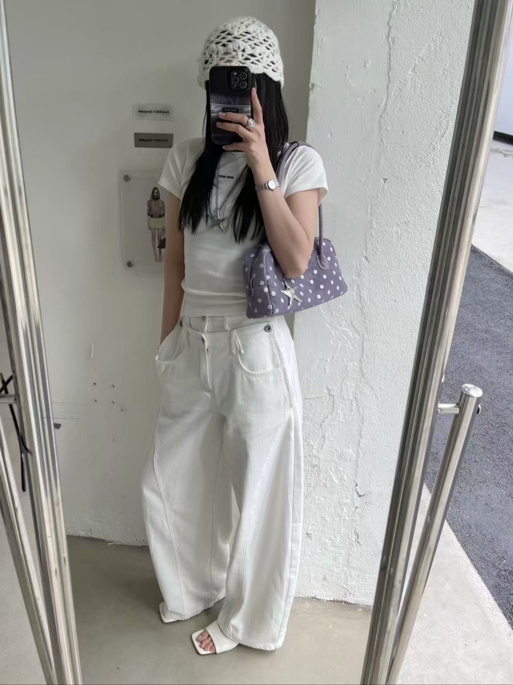 レザー調ジップアップポケットドット配色トートバッグキーリングセット | 詳細画像12