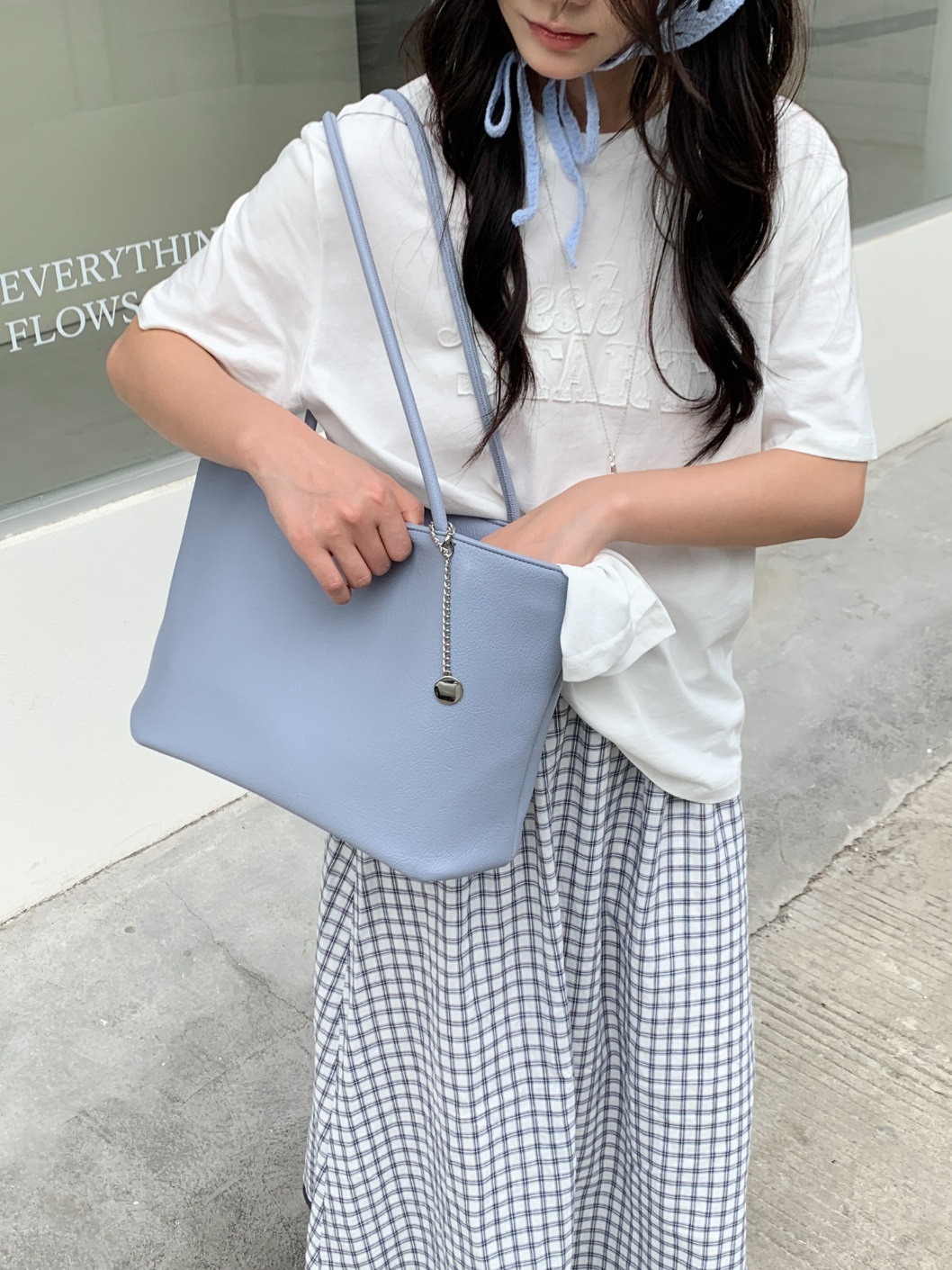 レザー調ポケットビッグDリング無地トートバッグキーリングセット | 詳細画像7