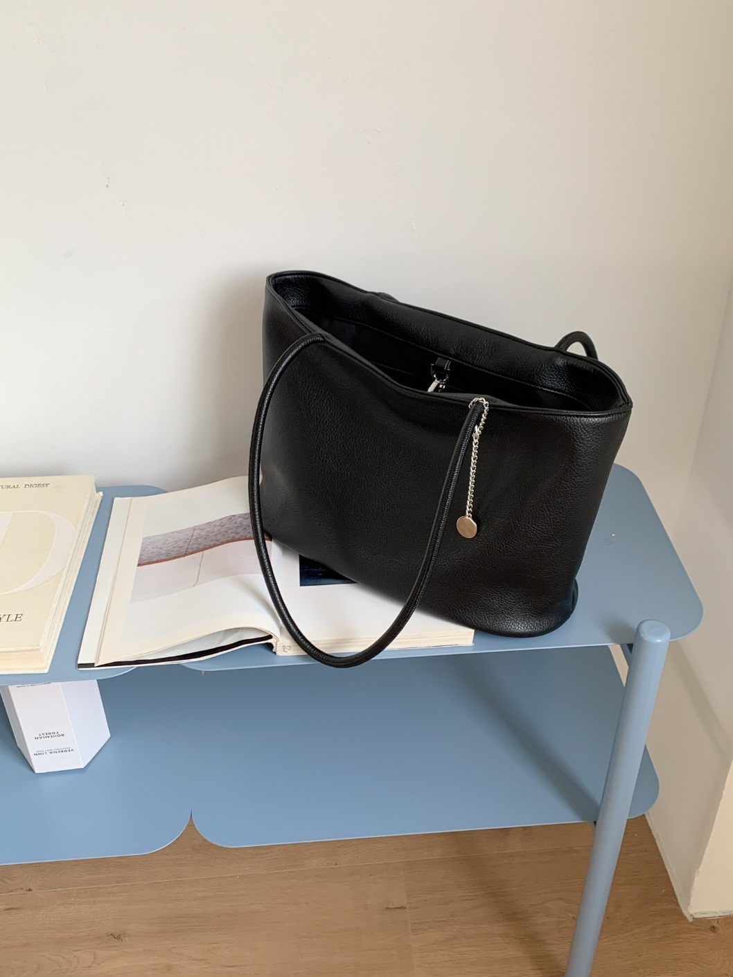 レザー調ポケットビッグDリング無地トートバッグキーリングセット | 詳細画像8