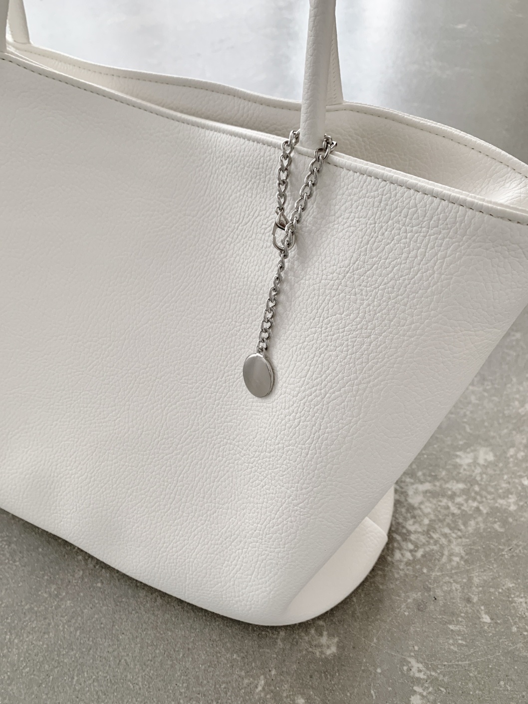 レザー調ポケットビッグDリング無地トートバッグキーリングセット | 詳細画像9