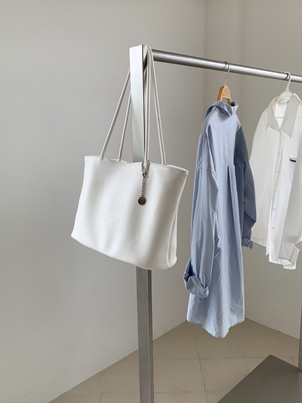 レザー調ポケットビッグDリング無地トートバッグキーリングセット | 詳細画像10