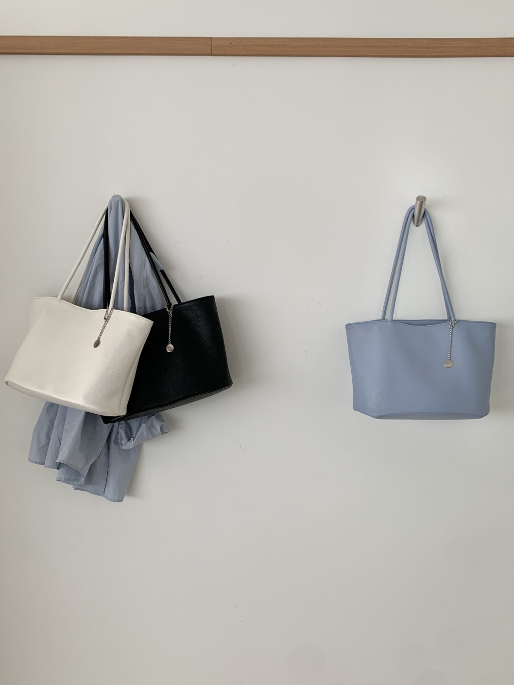 レザー調ポケットビッグDリング無地トートバッグキーリングセット | 詳細画像13