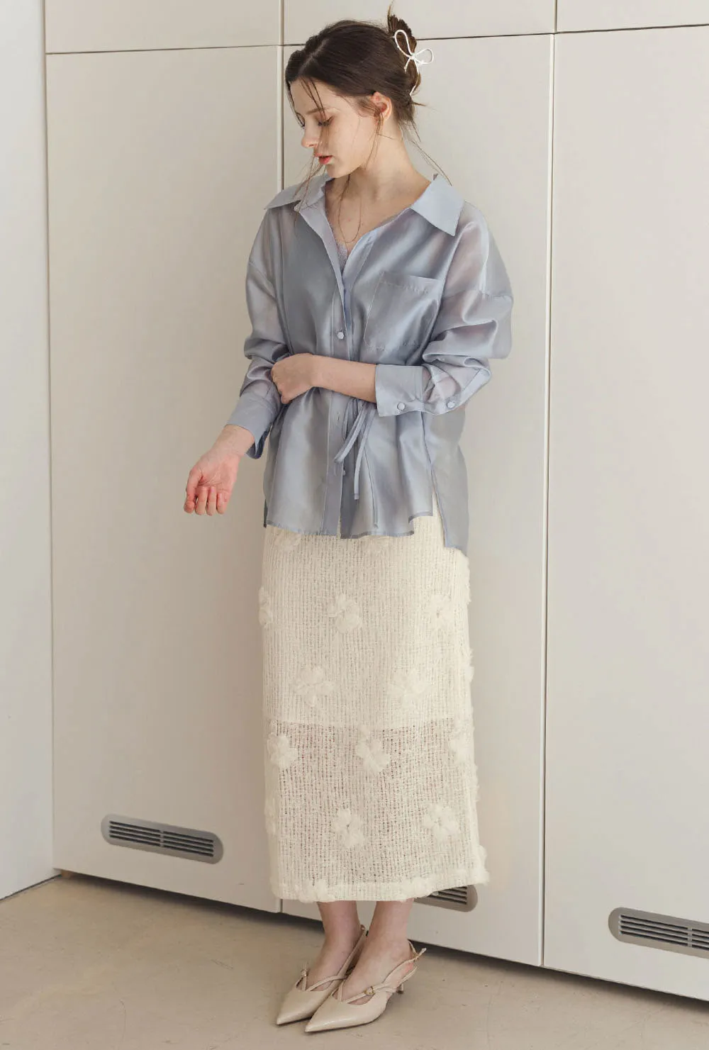 ニットスリムロングスリットジップアップスカート | 詳細画像1