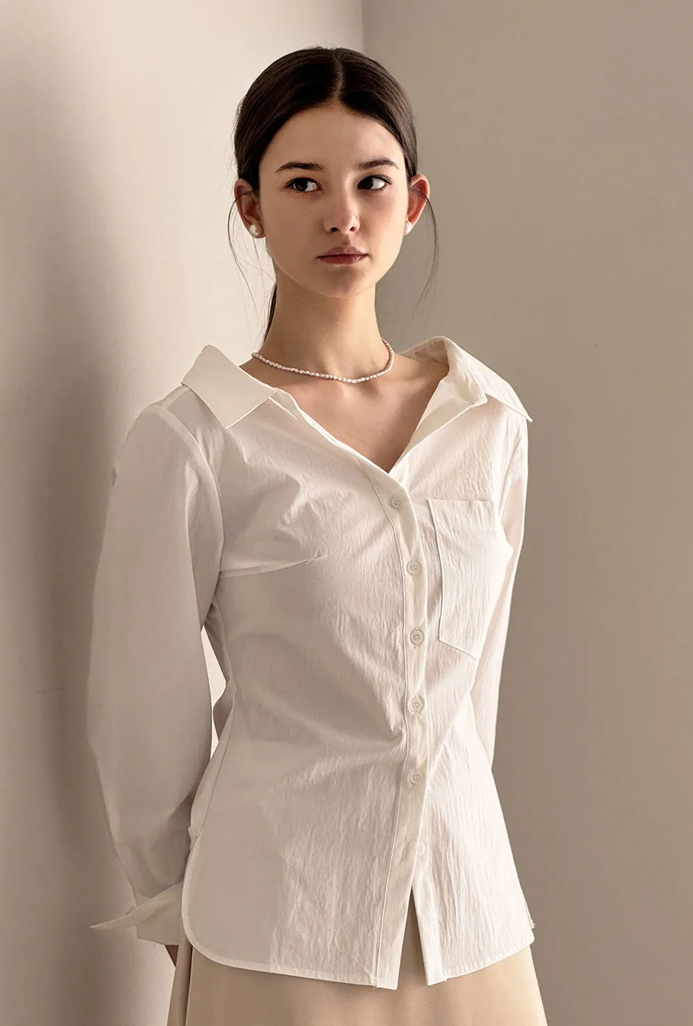 ボタンカラーベーシックスリム長袖シャツ | 詳細画像1