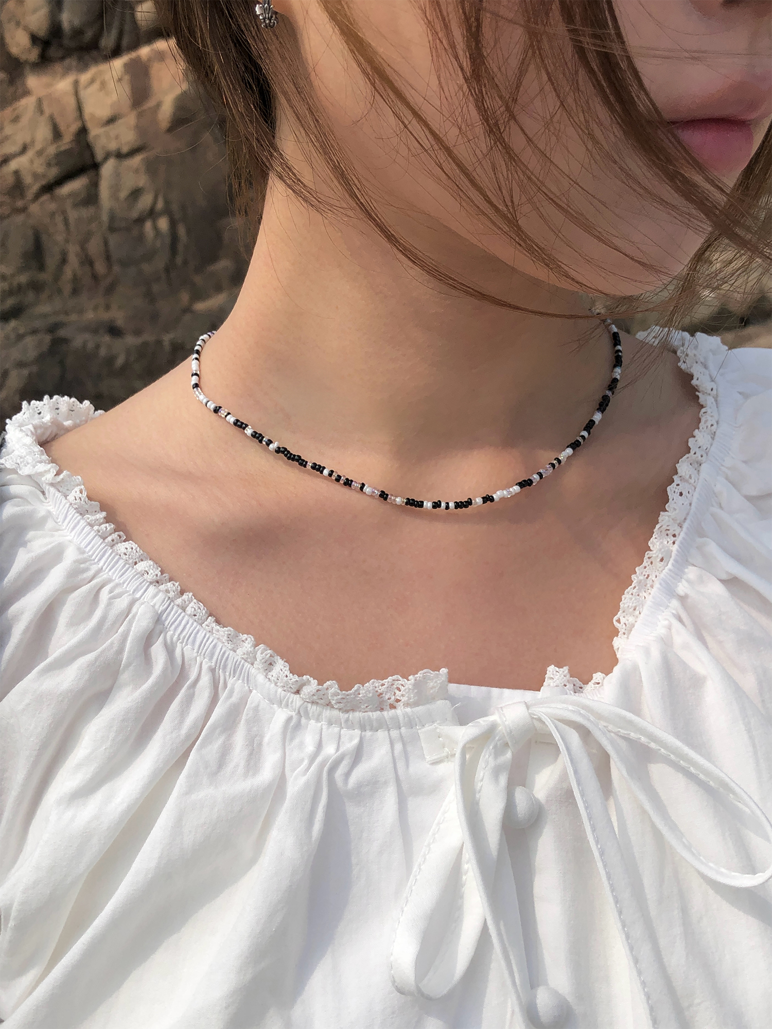ビーズアクリルグロス配色ネックレス | レディースファッション通販