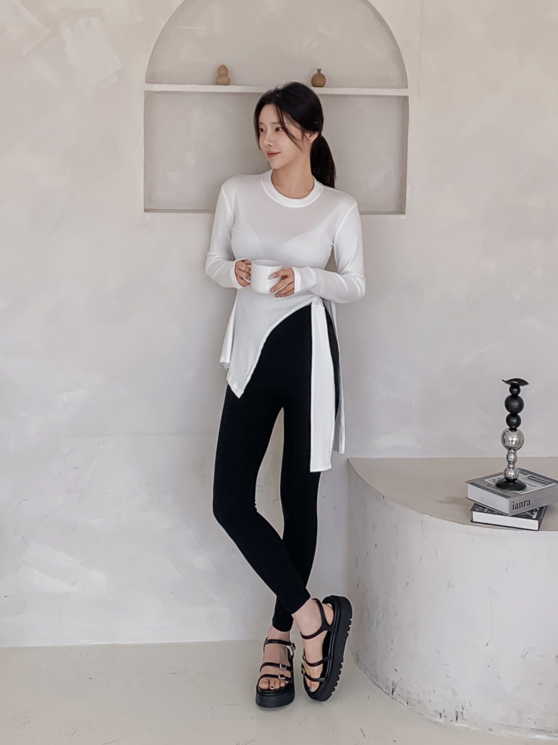 リブストレッチウエストゴムレギンス | 詳細画像14