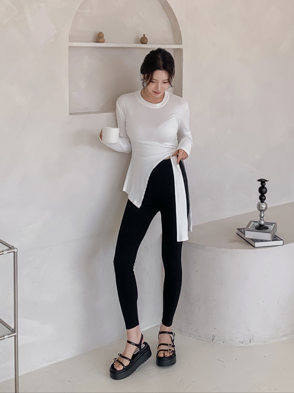 リブストレッチウエストゴムレギンス | 詳細画像15