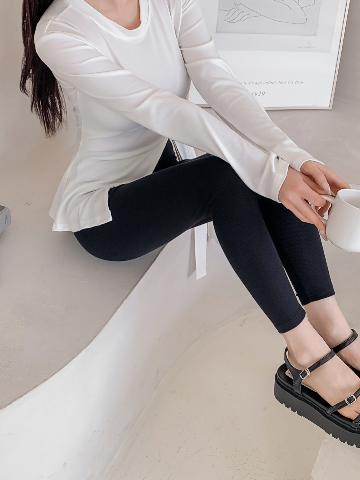 リブストレッチウエストゴムレギンス | 詳細画像16