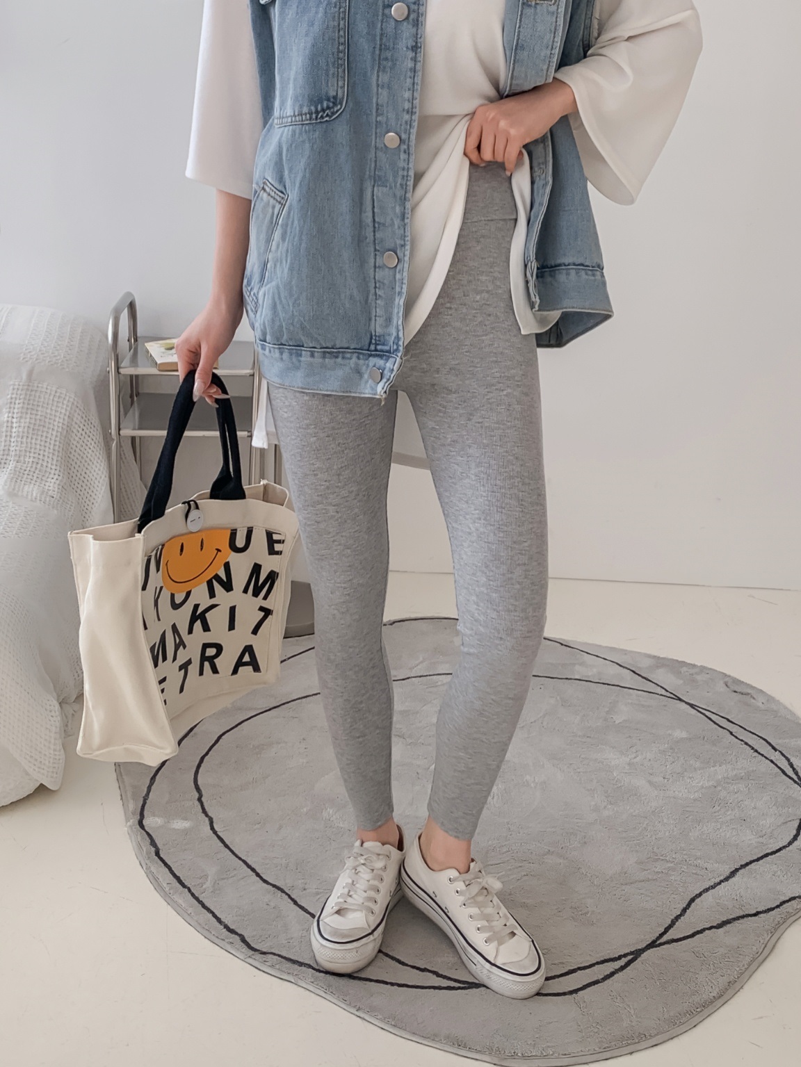 リブストレッチウエストゴムレギンス | 詳細画像3