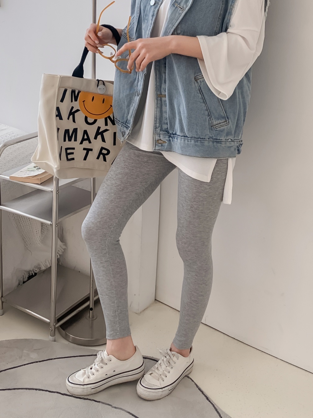 リブストレッチウエストゴムレギンス | 詳細画像4