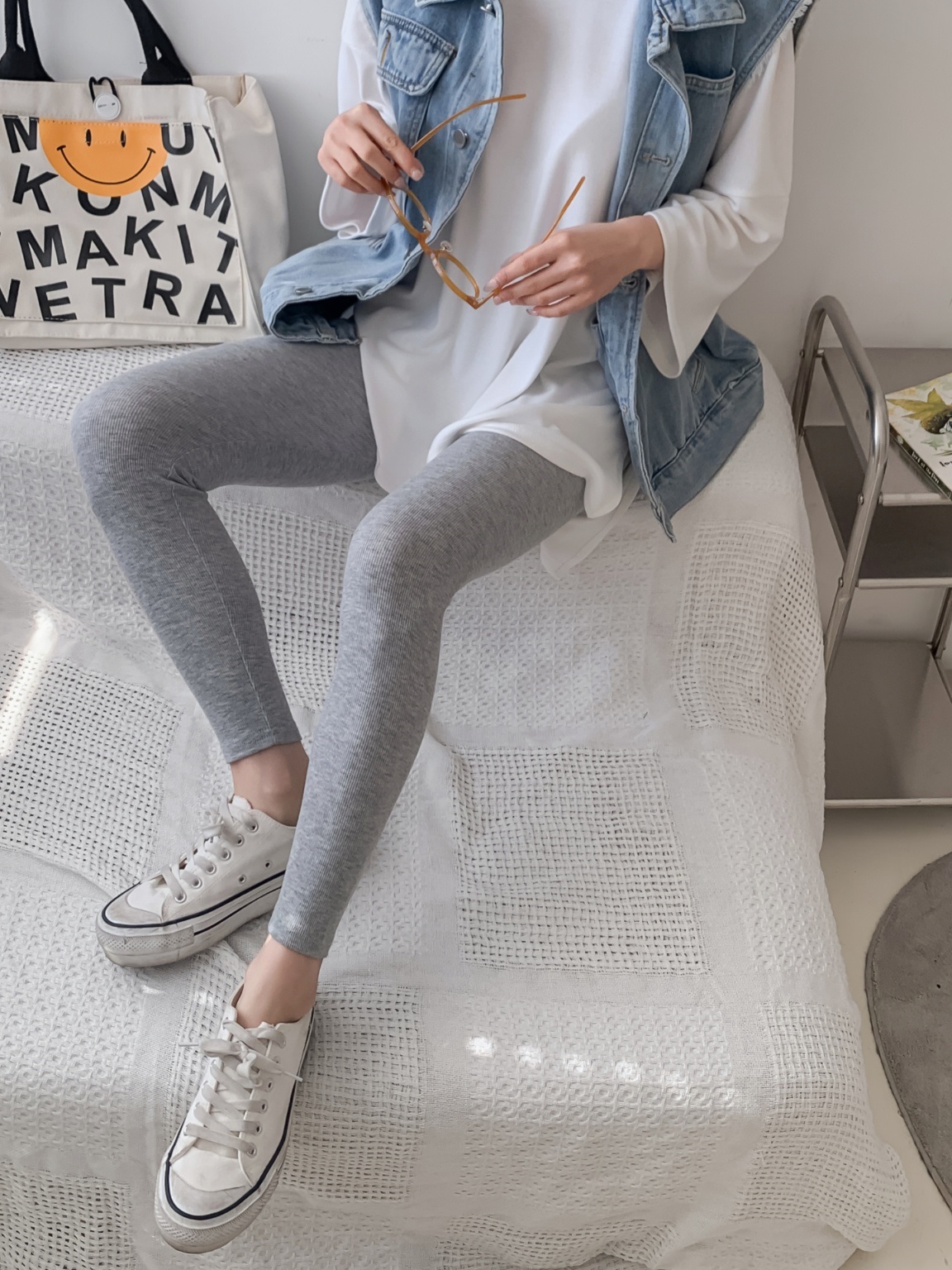 リブストレッチウエストゴムレギンス | 詳細画像6