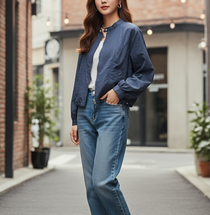 ジップアップドローストリングノーカラージャンパー | 詳細画像3