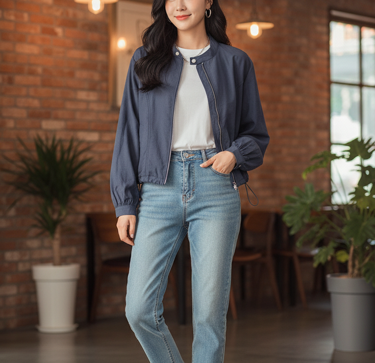 ジップアップドローストリングノーカラージャンパー | 詳細画像4