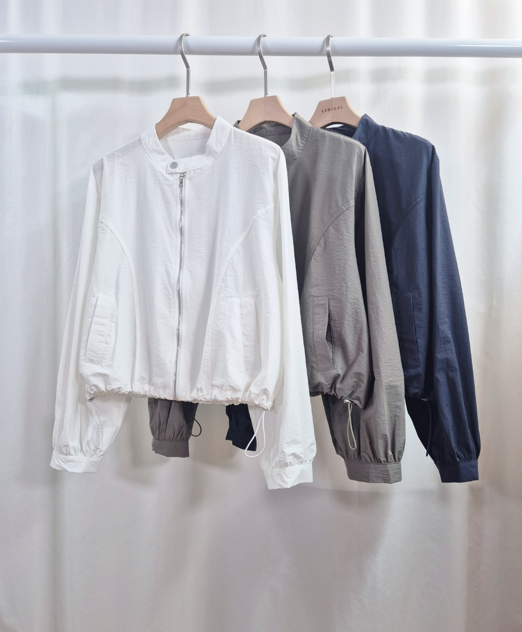 ジップアップドローストリングノーカラージャンパー | 詳細画像6