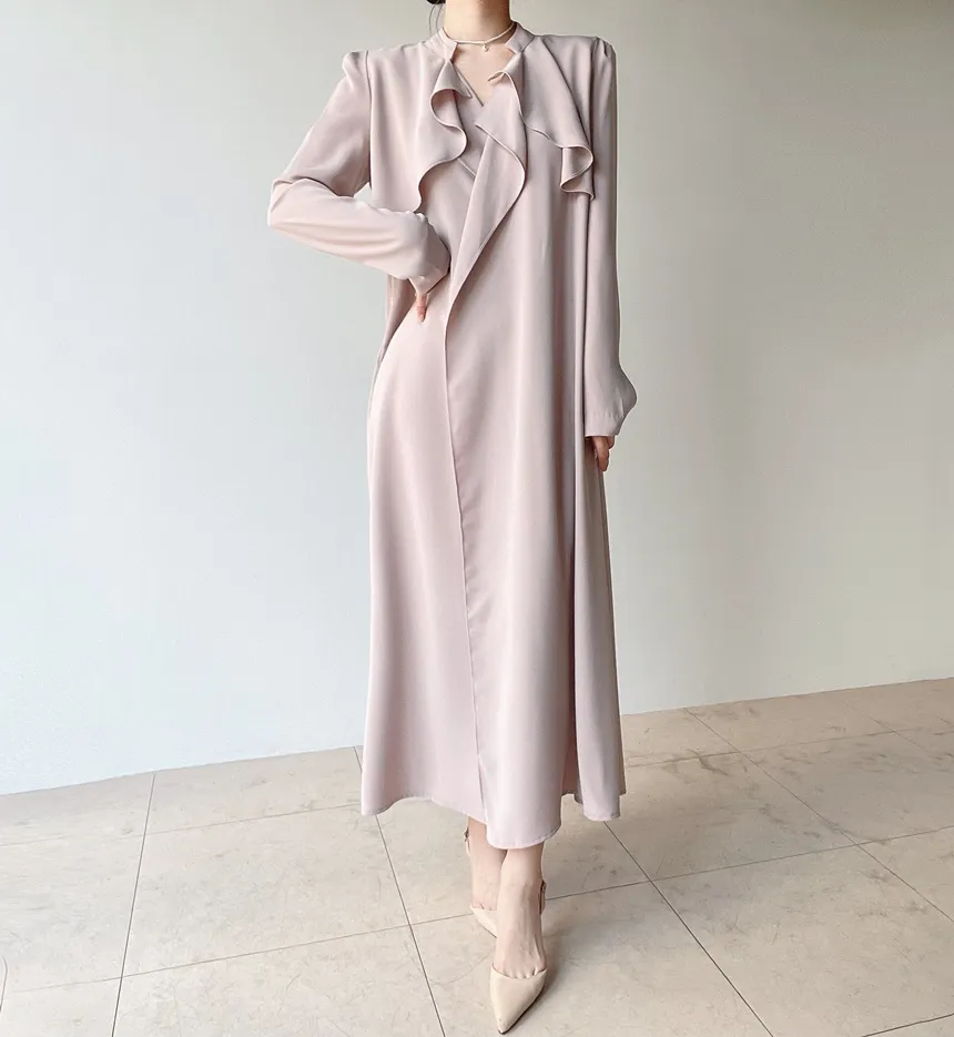 ロングフレア肩パッドトレンチコートストラップ付 | mirangmirang | 詳細画像5