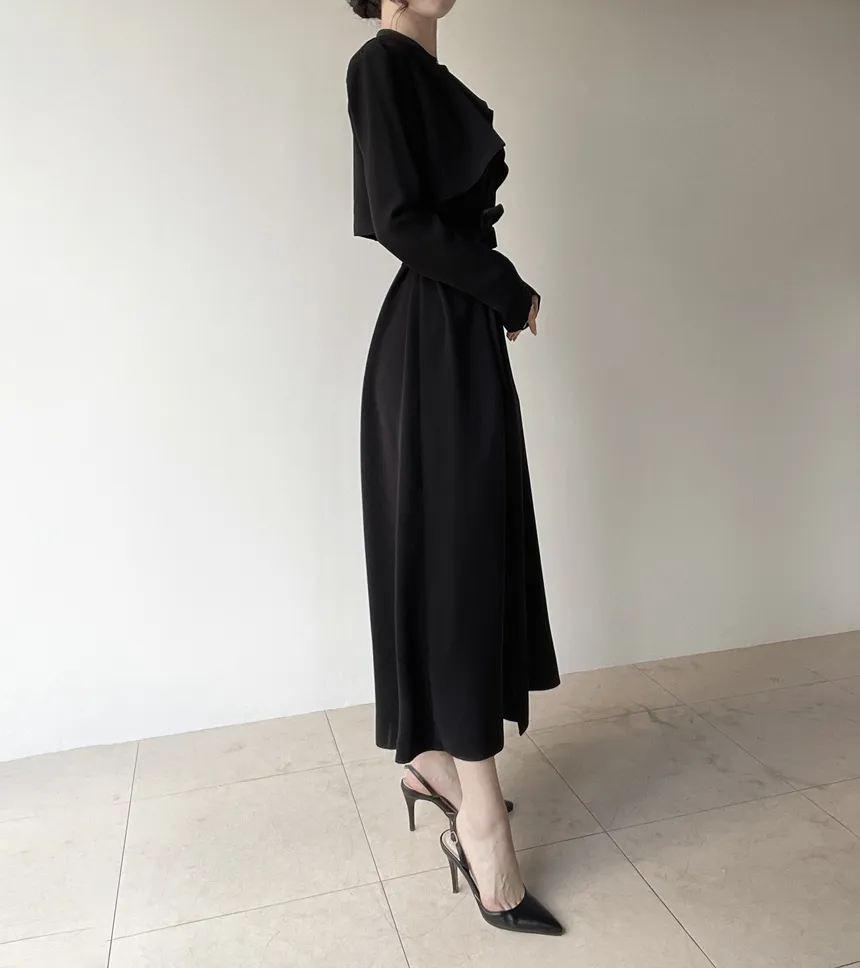 ロングフレア肩パッドトレンチコートストラップ付 | mirangmirang | 詳細画像11