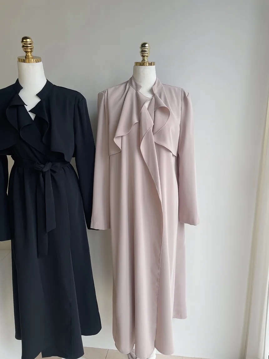 ロングフレア肩パッドトレンチコートストラップ付 | mirangmirang | 詳細画像32