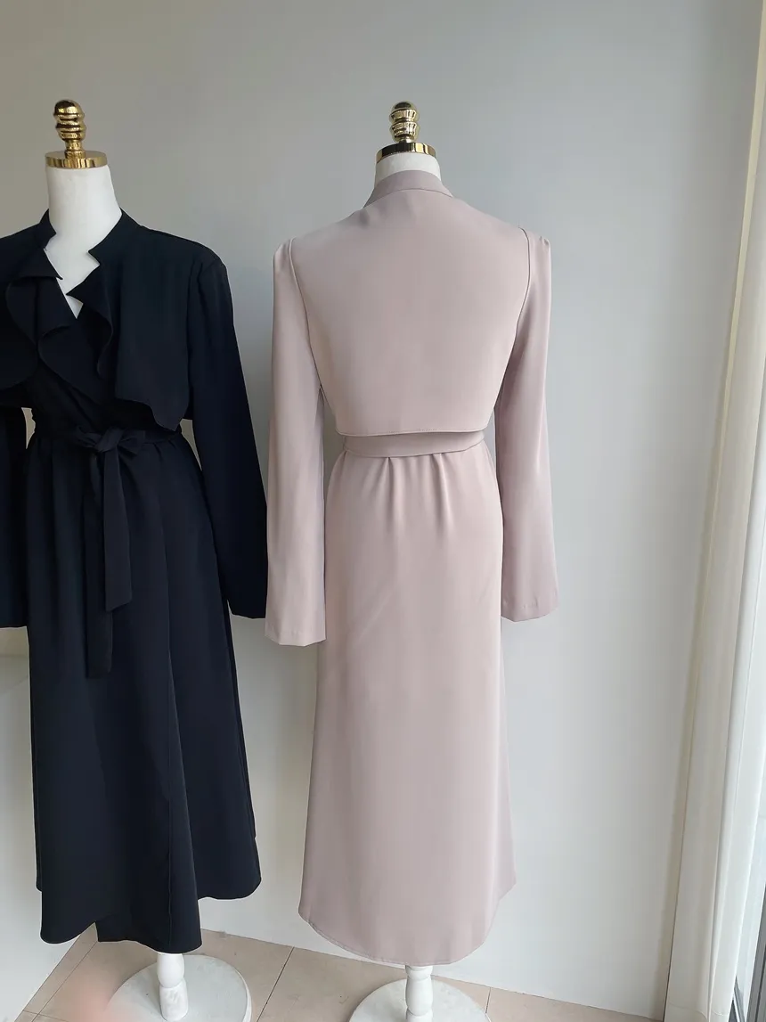 ロングフレア肩パッドトレンチコートストラップ付 | mirangmirang | 詳細画像33