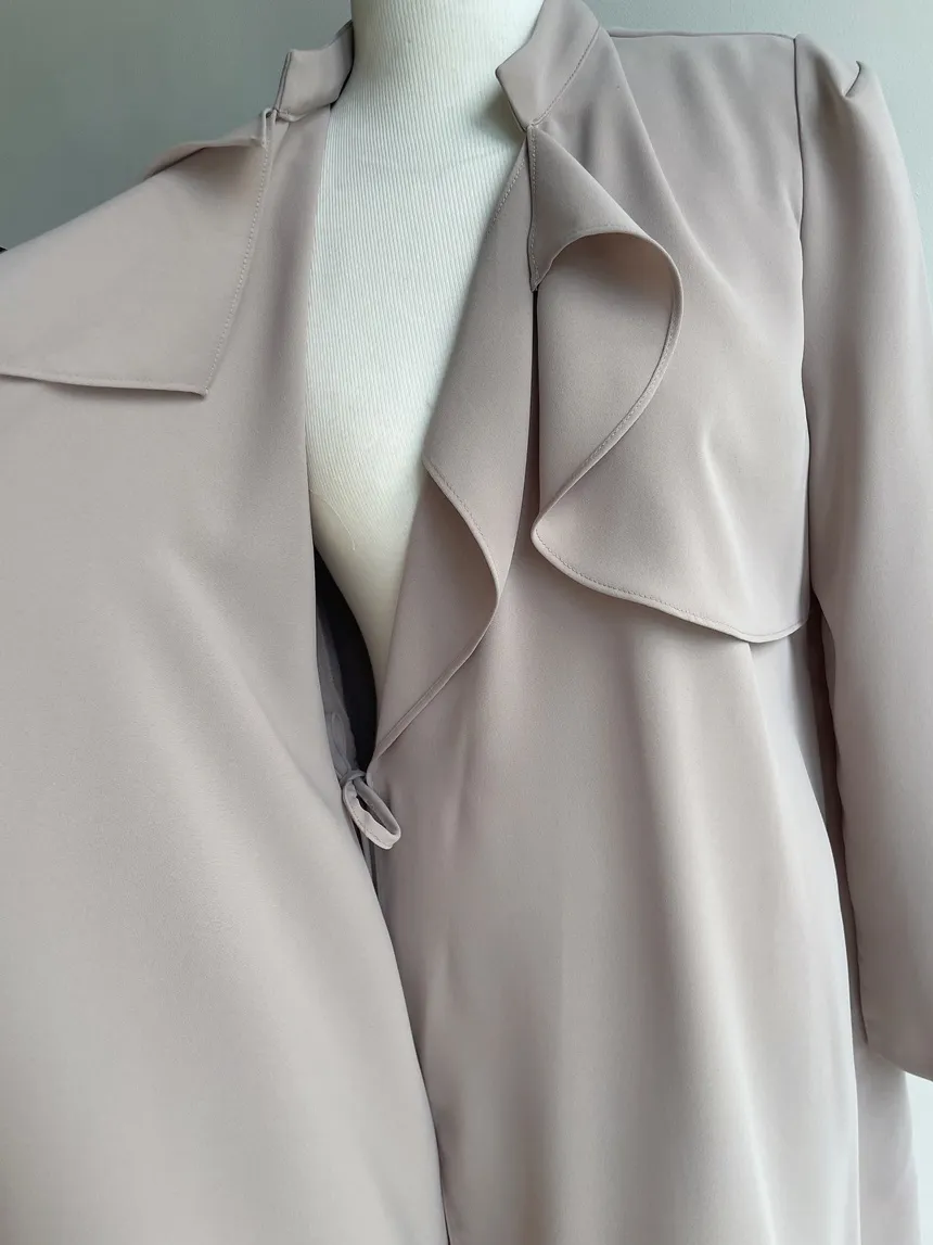 ロングフレア肩パッドトレンチコートストラップ付 | mirangmirang | 詳細画像35