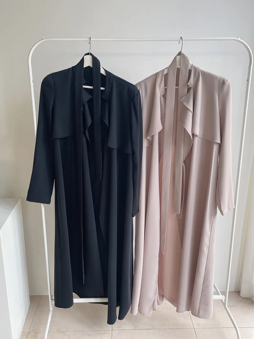 ロングフレア肩パッドトレンチコートストラップ付 | mirangmirang | 詳細画像37