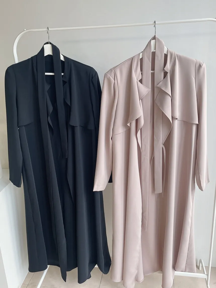 ロングフレア肩パッドトレンチコートストラップ付 | mirangmirang | 詳細画像38