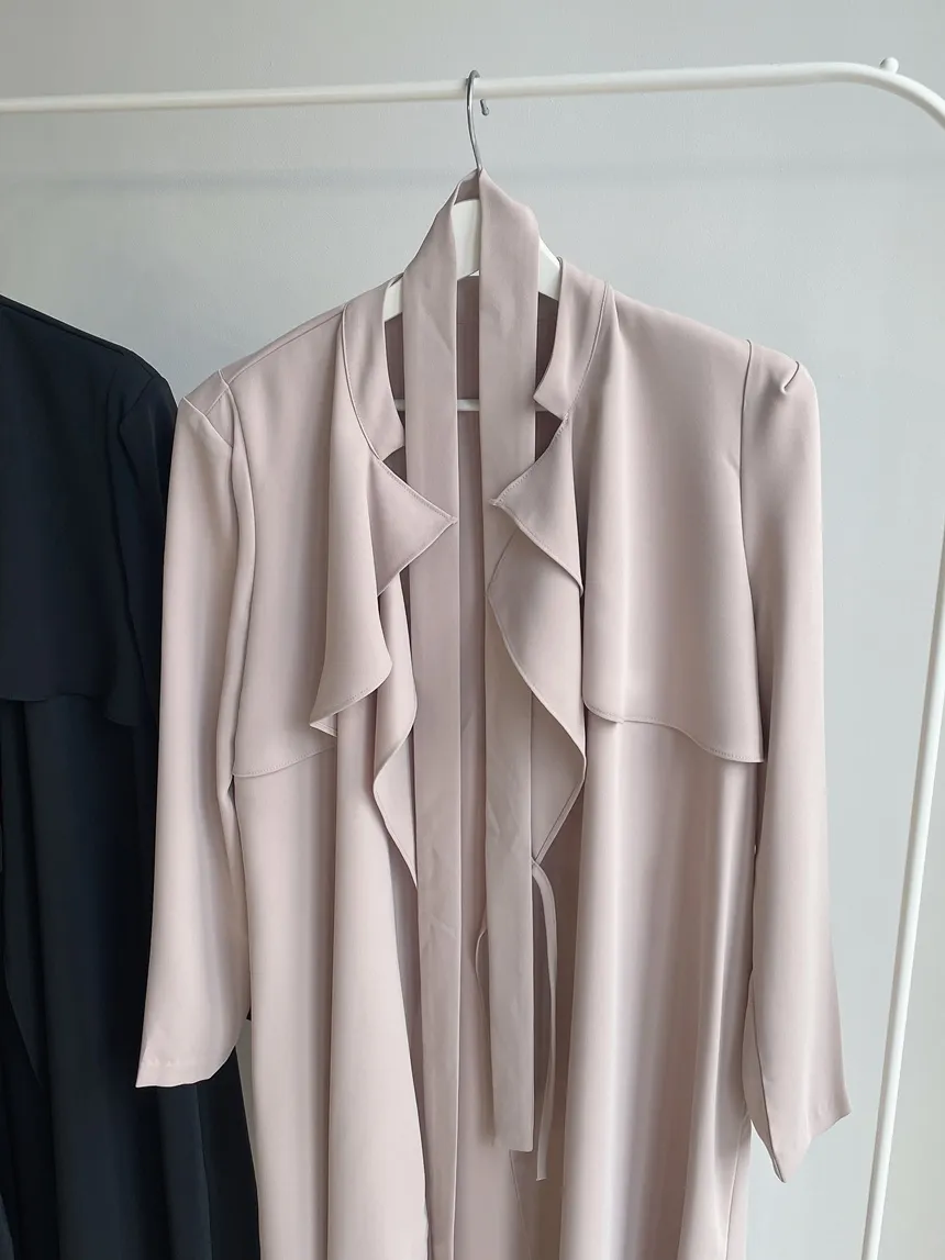 ロングフレア肩パッドトレンチコートストラップ付 | mirangmirang | 詳細画像40