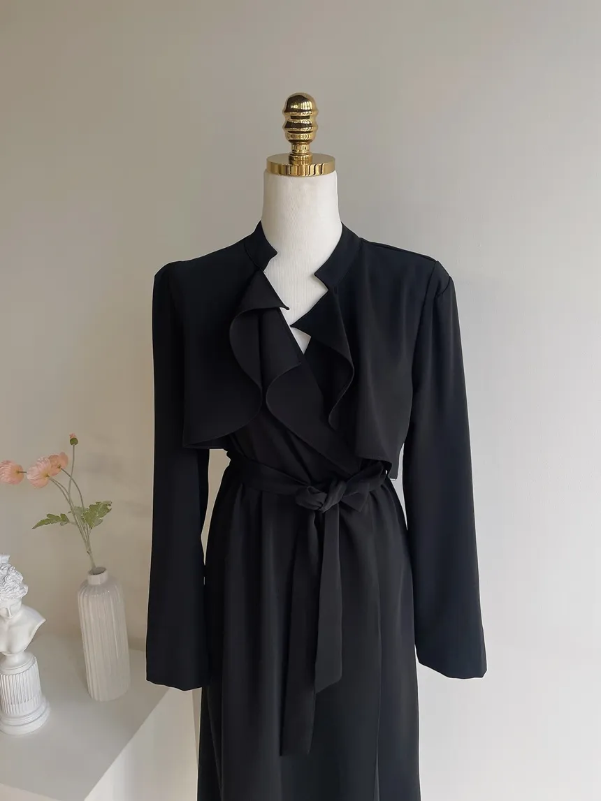 ロングフレア肩パッドトレンチコートストラップ付 | mirangmirang | 詳細画像43