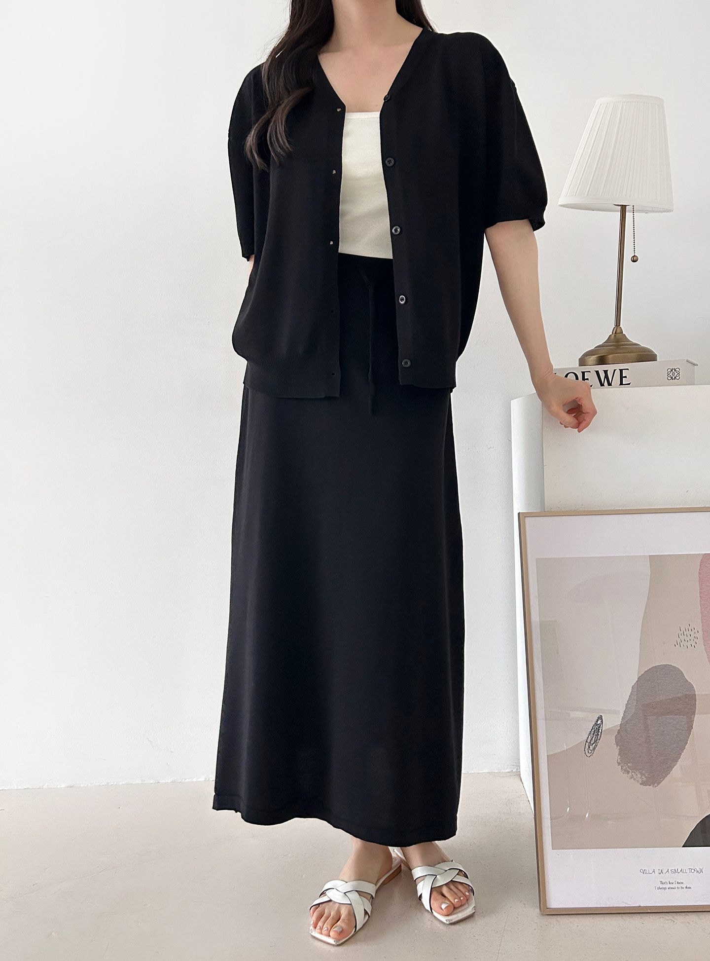 ボタンVネックウエストゴムロング半袖セットアップ | 詳細画像6