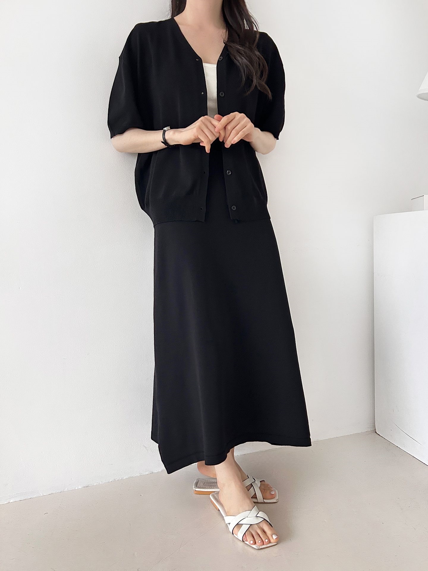 ボタンVネックウエストゴムロング半袖セットアップ | 詳細画像10