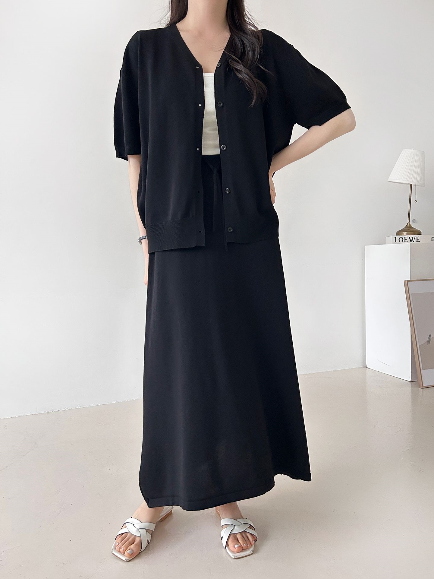 ボタンVネックウエストゴムロング半袖セットアップ | 詳細画像13