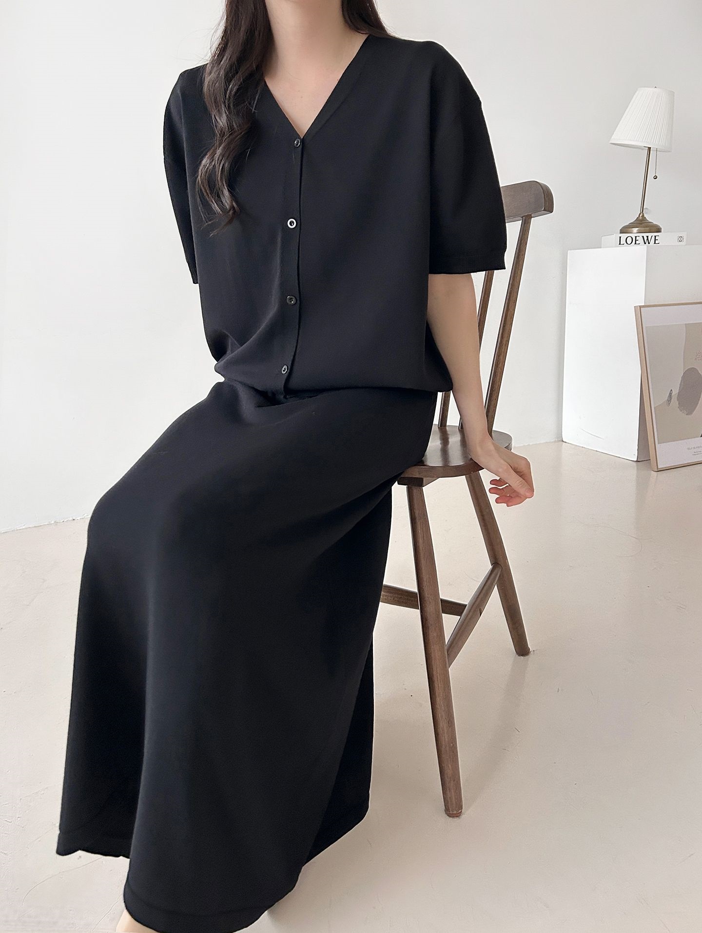 ボタンVネックウエストゴムロング半袖セットアップ | 詳細画像23