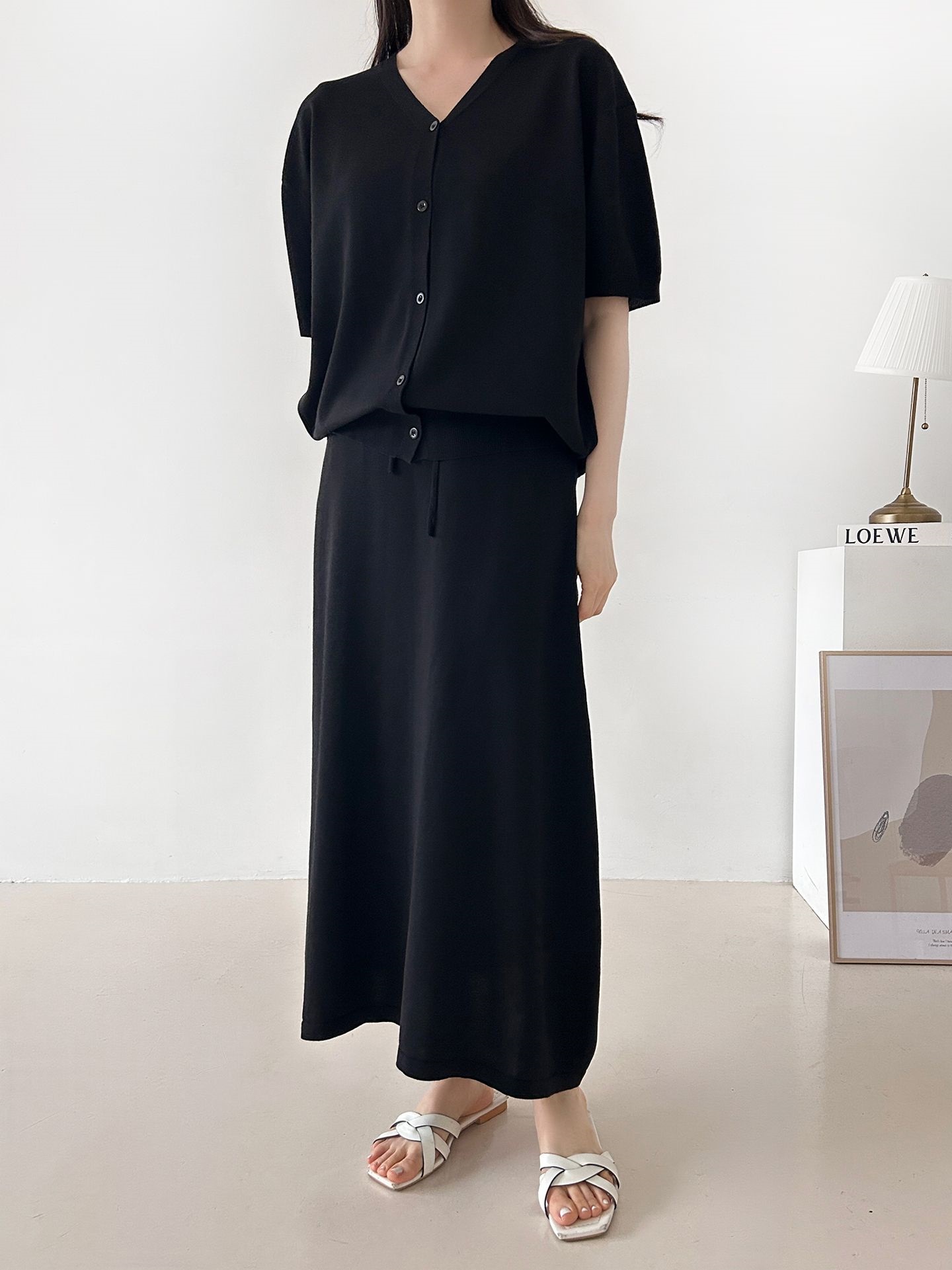 ボタンVネックウエストゴムロング半袖セットアップ | 詳細画像21