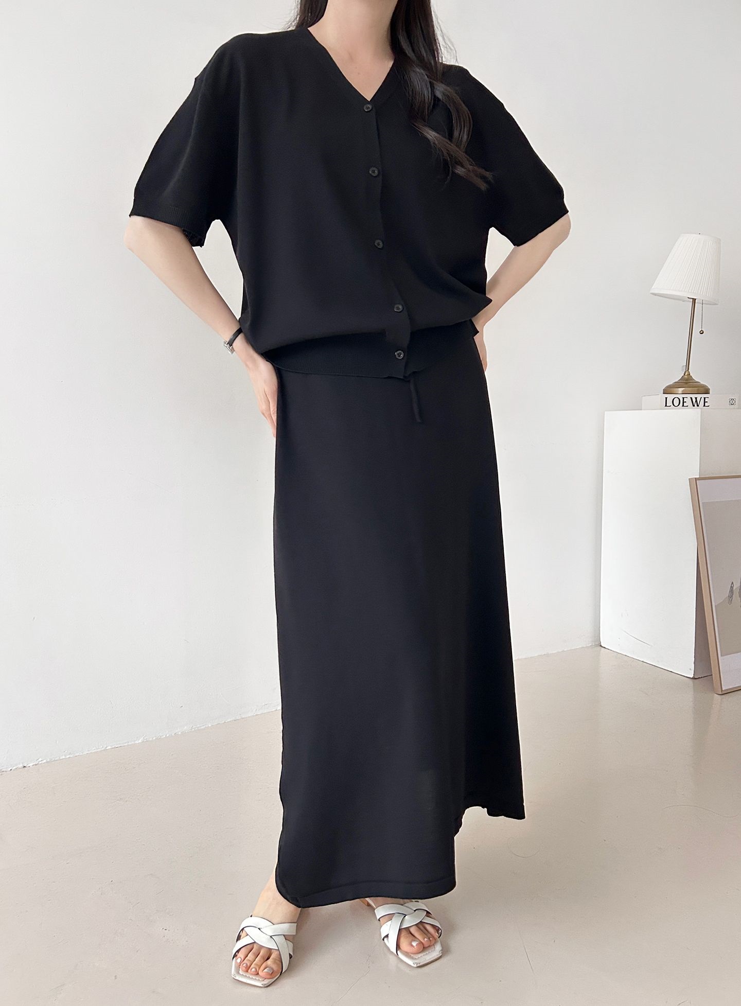 ボタンVネックウエストゴムロング半袖セットアップ | 詳細画像19