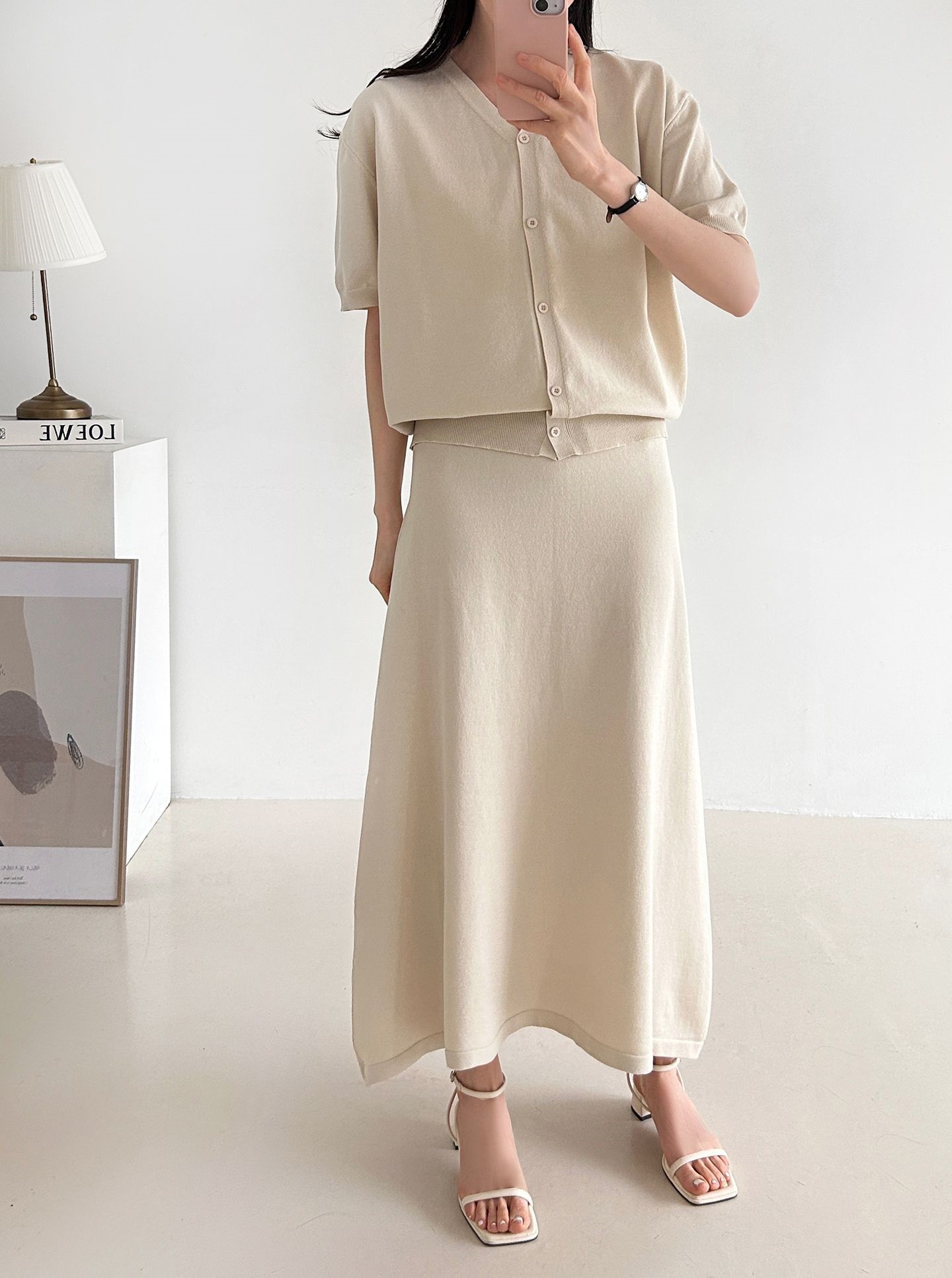 ボタンVネックウエストゴムロング半袖セットアップ | 詳細画像32