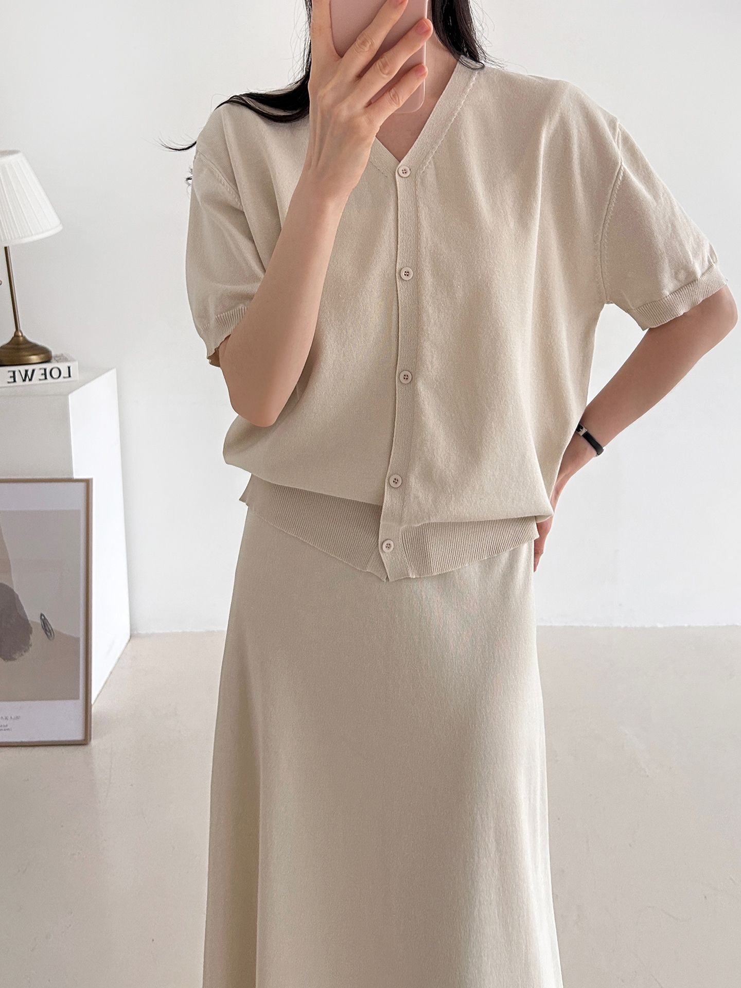 ボタンVネックウエストゴムロング半袖セットアップ | 詳細画像33