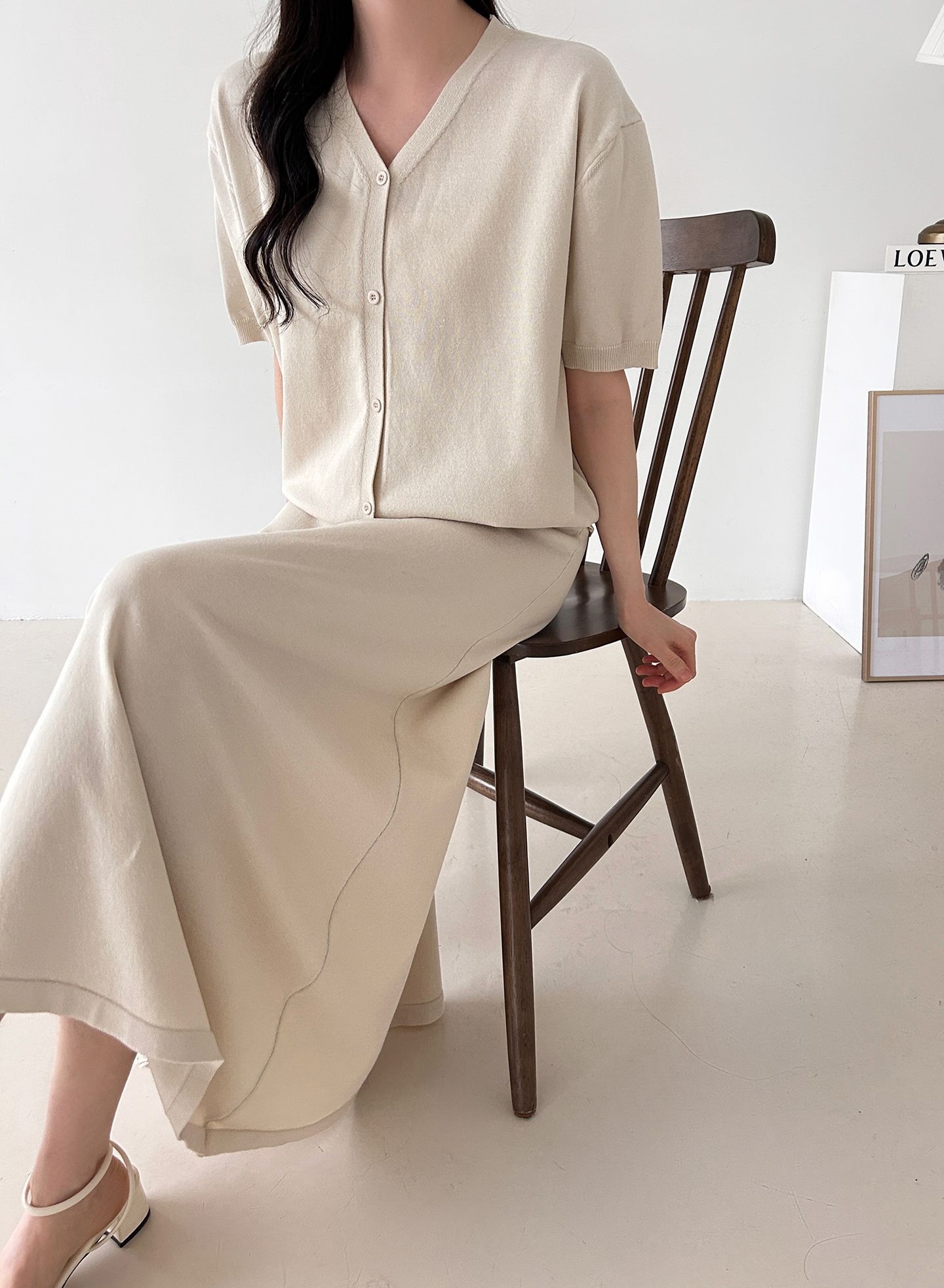 ボタンVネックウエストゴムロング半袖セットアップ | 詳細画像37