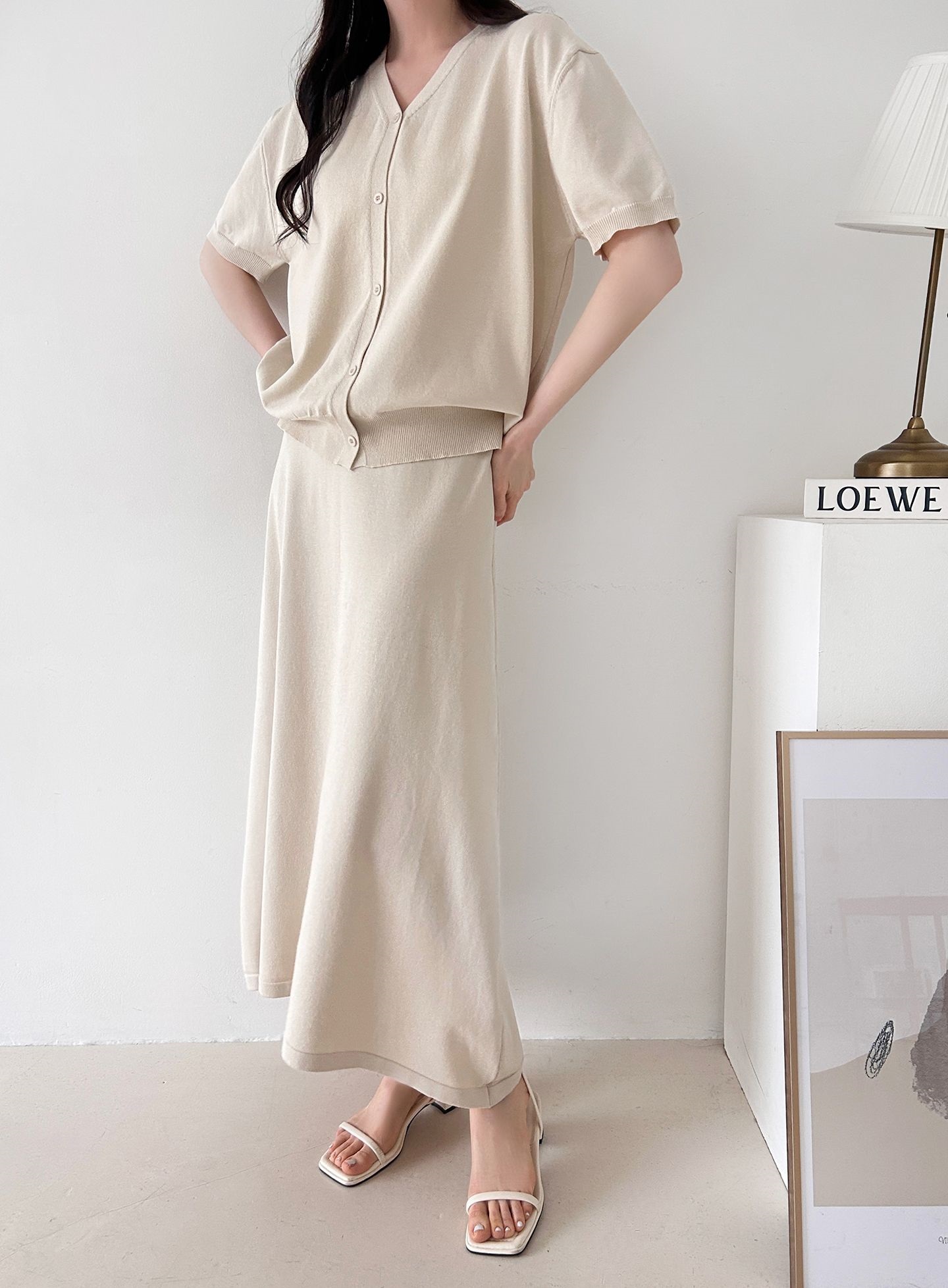 ボタンVネックウエストゴムロング半袖セットアップ | 詳細画像38
