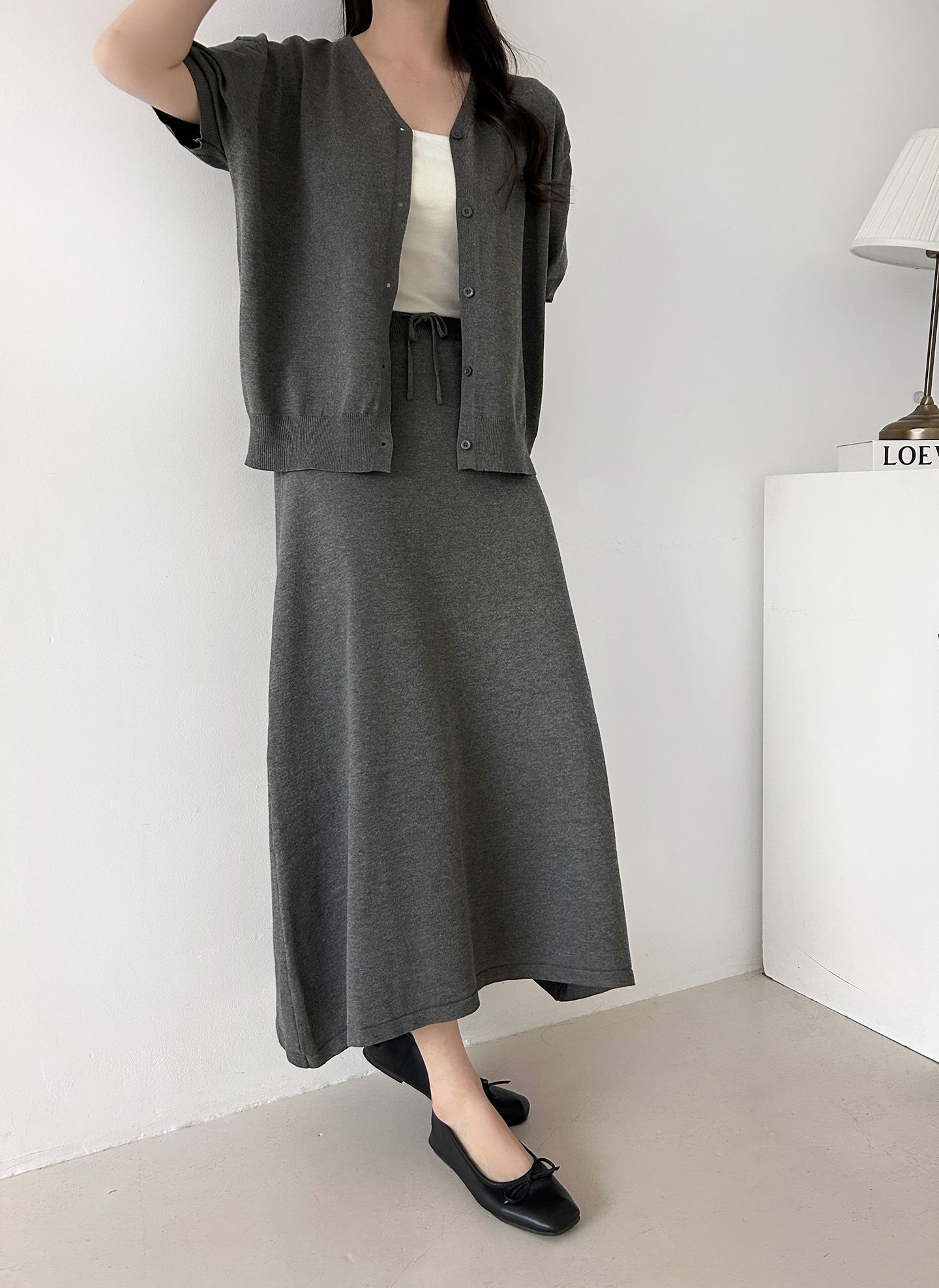 ボタンVネックウエストゴムロング半袖セットアップ | 詳細画像4