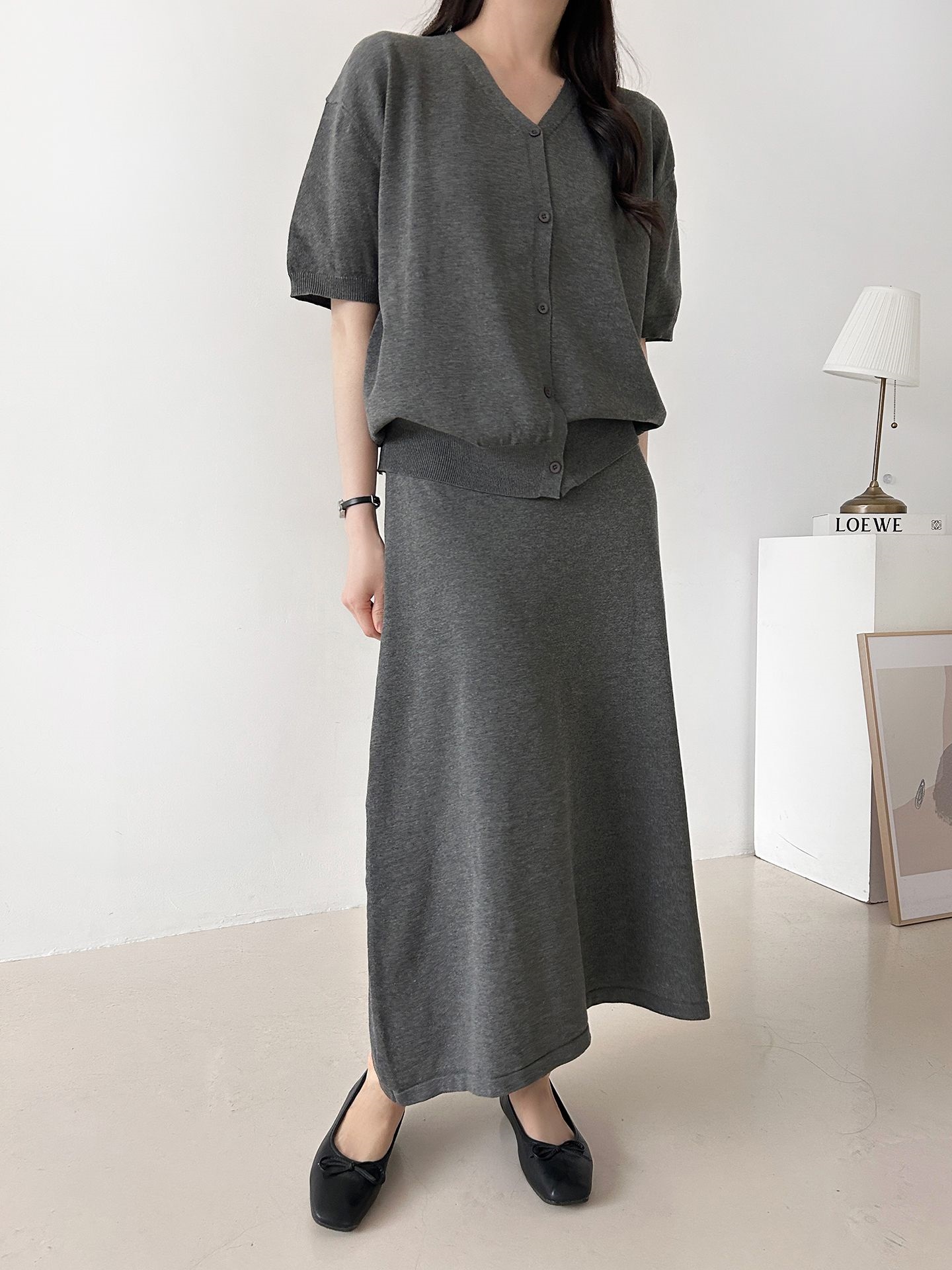 ボタンVネックウエストゴムロング半袖セットアップ | 詳細画像8