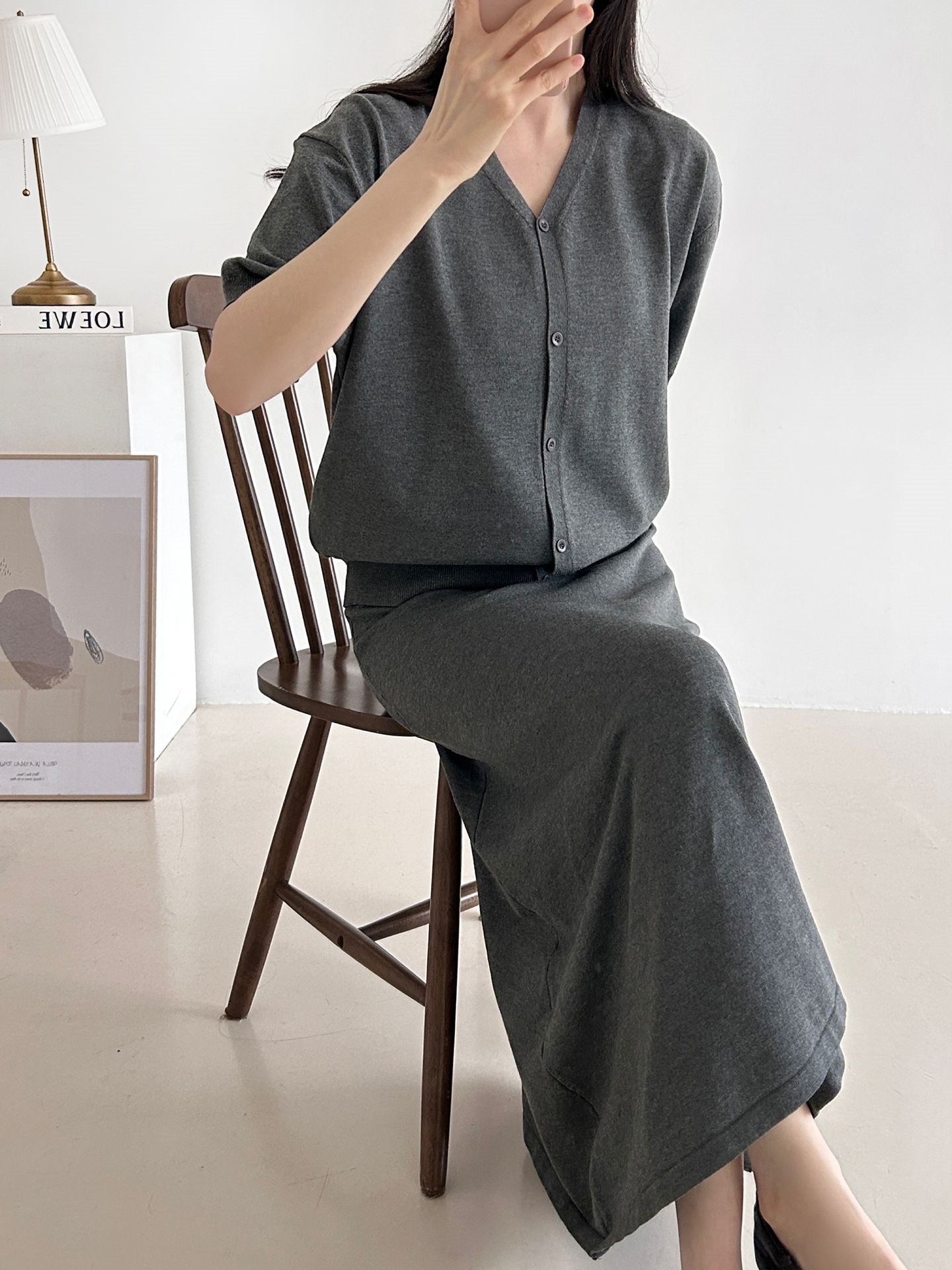 ボタンVネックウエストゴムロング半袖セットアップ | 詳細画像20