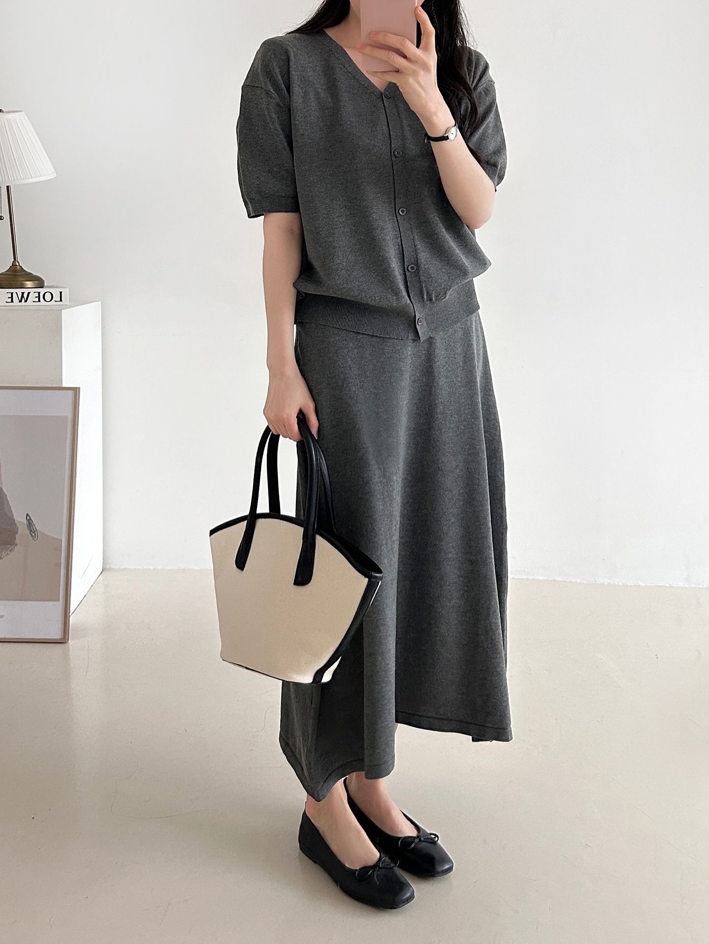 ボタンVネックウエストゴムロング半袖セットアップ | 詳細画像24