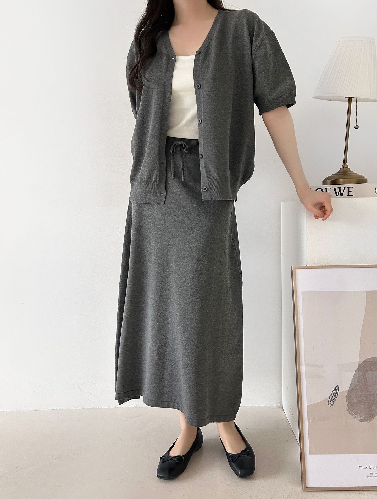 ボタンVネックウエストゴムロング半袖セットアップ | 詳細画像26