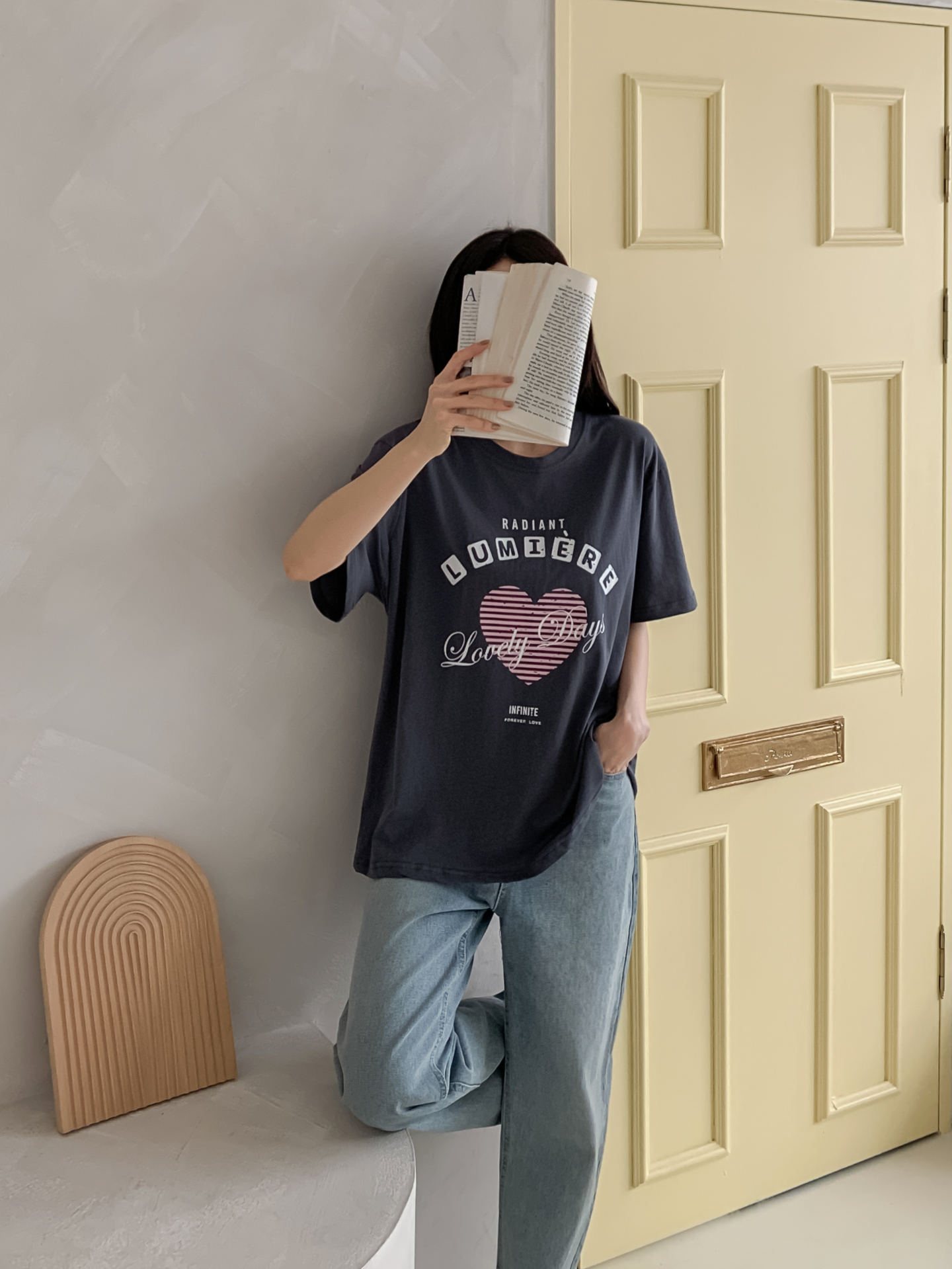 コットンラウンドネックオーバーサイズ半袖プリントTシャツ | 詳細画像10