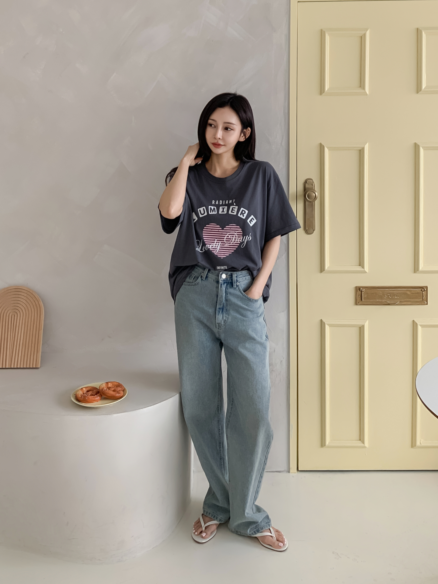 コットンラウンドネックオーバーサイズ半袖プリントTシャツ | 詳細画像14